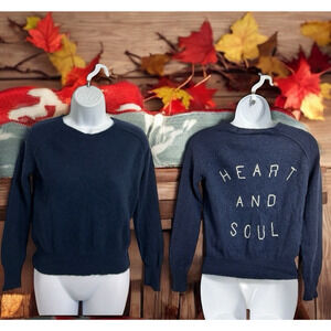 360 Cashmere Pullover Sweater Sz XS Heart and Soul Navy Blue 100% Cashmere Top